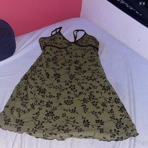 Green and black dress